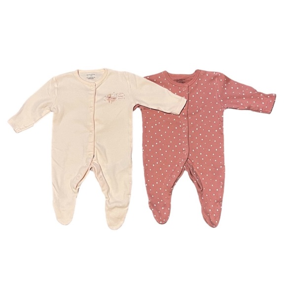 2 Pack Girls 0-1 M Bottom Up Pajama Bundle - Picture 1 of 3